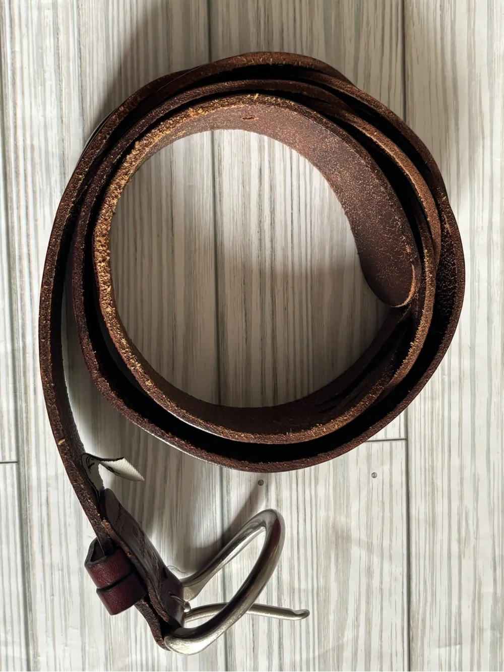 Fossil Leather Tooled Brown Women's Belt with Silver Buckle
